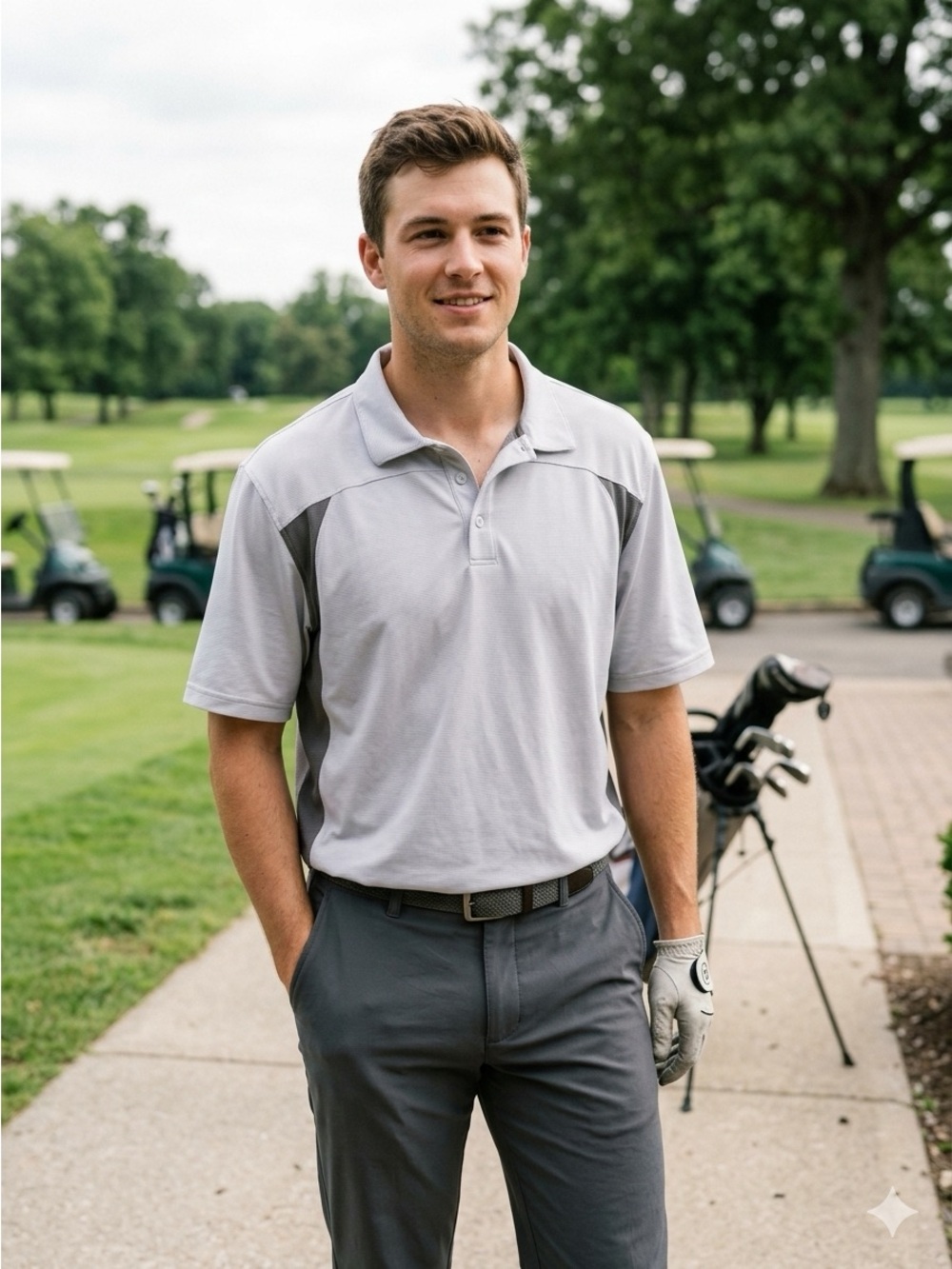 Gear For Sports Light Gray and Dark Gray Performance Polo